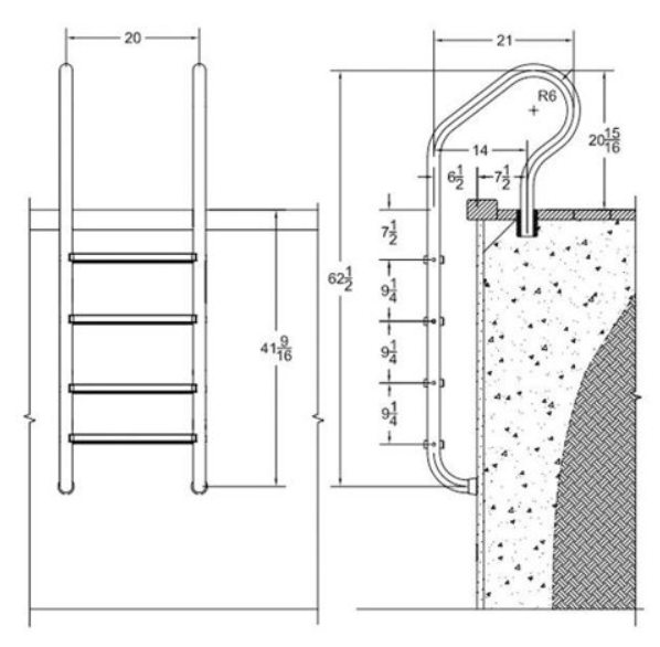 Saftron Gray 3-Step Elite Ladder with High Impact Polymer Tread - P-421-LP3-G - The Pool Supply Warehouse