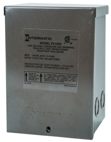 Intermatic 100W, 1A, 120 VAC Input, 12-13 VAC Output, 60 Hz Safety Transformer - PX100S