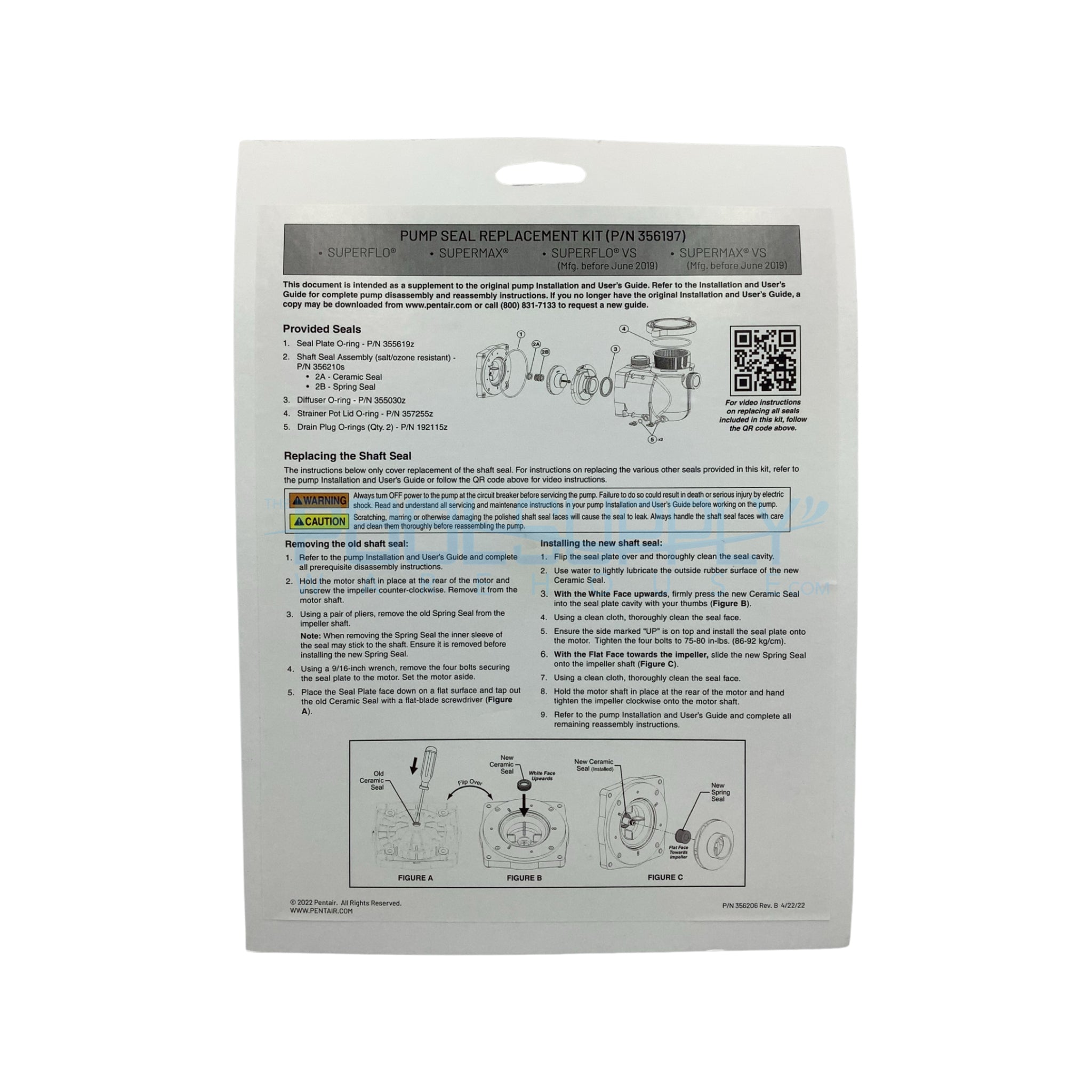 Pentair SuperFlo/SuperMax Chemical/Salt/O3 Resistant Seal Kit - 356197 - The Pool Supply Warehouse