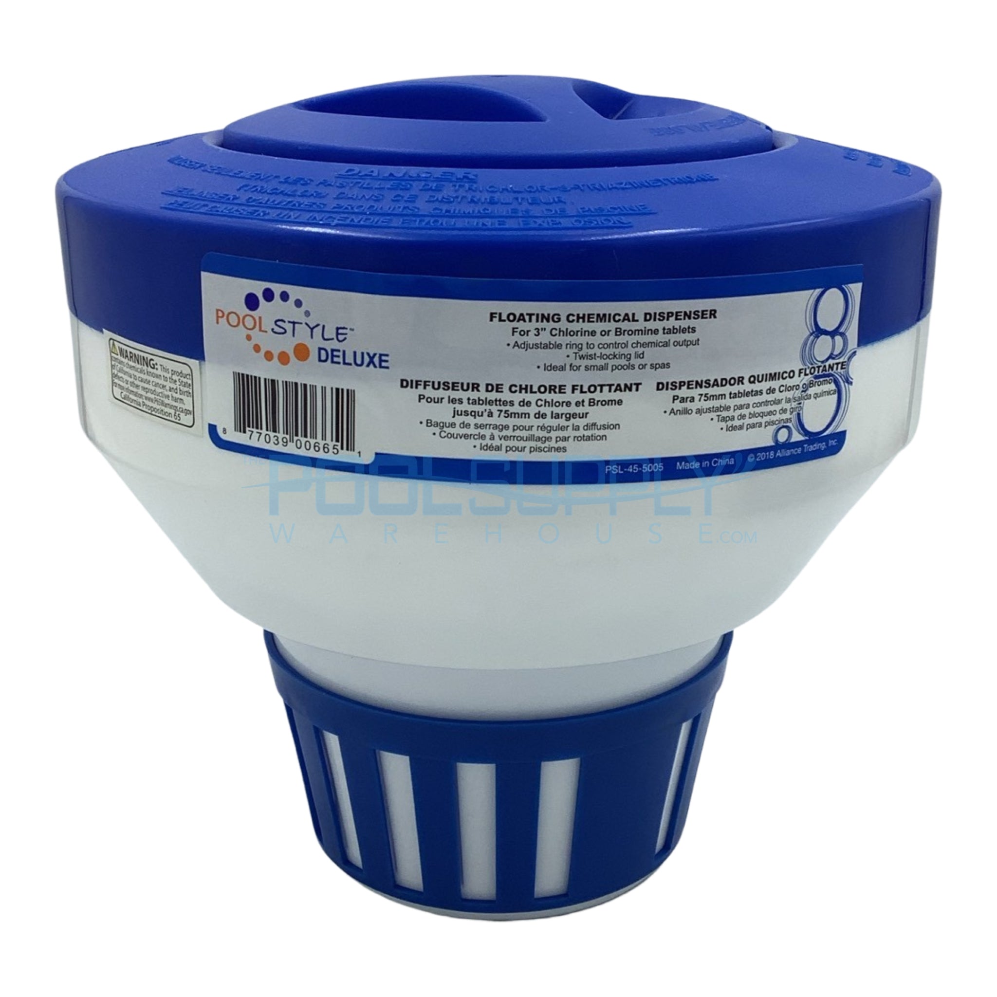 PoolStyle Floating Chlorine Dispenser for 3 Inch Tabs - K690BU - The Pool Supply Warehouse