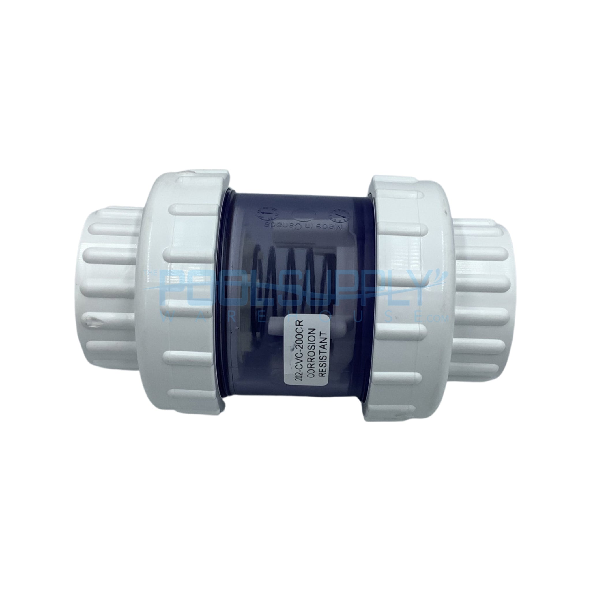 Praher 2" Double Union Clear Spring Check Valve, Clear - 202-CVC-200CR - The Pool Supply Warehouse