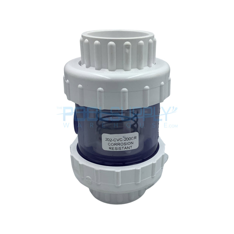 Praher 2" Double Union Clear Spring Check Valve, Clear - 202-CVC-200CR - The Pool Supply Warehouse