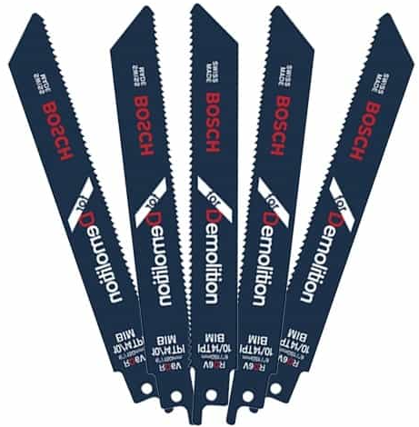 Bosch 5/8x9" All-Purpose Demolition for Wood with Nails Reciprocating Saw Blade (5 Pack) - RD9V