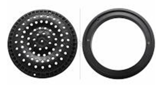 Super-Pro 8" Round Main Drain Frame & Grate, Black - SG6402311 VC