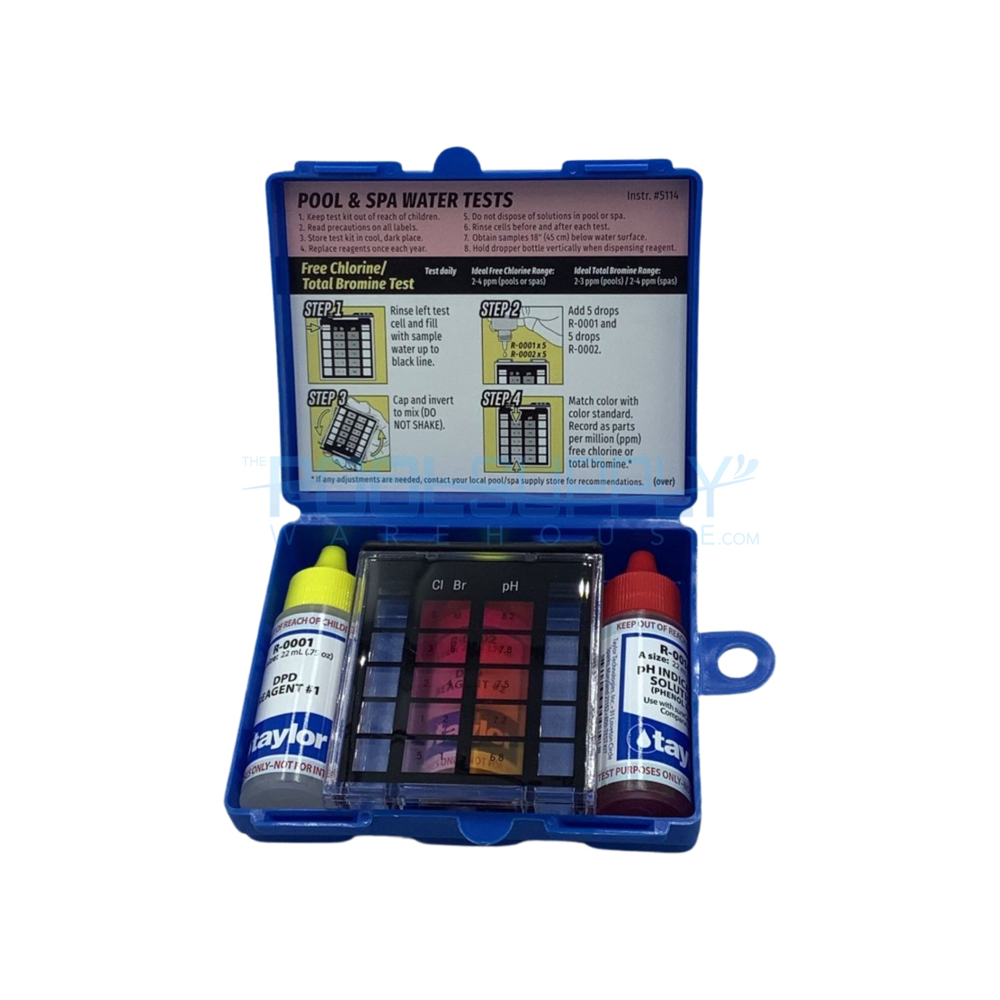 Taylor Technologies Basic Residential Swimming Pool Spa 3 Way Test Kit - K-1001-12 - The Pool Supply Warehouse