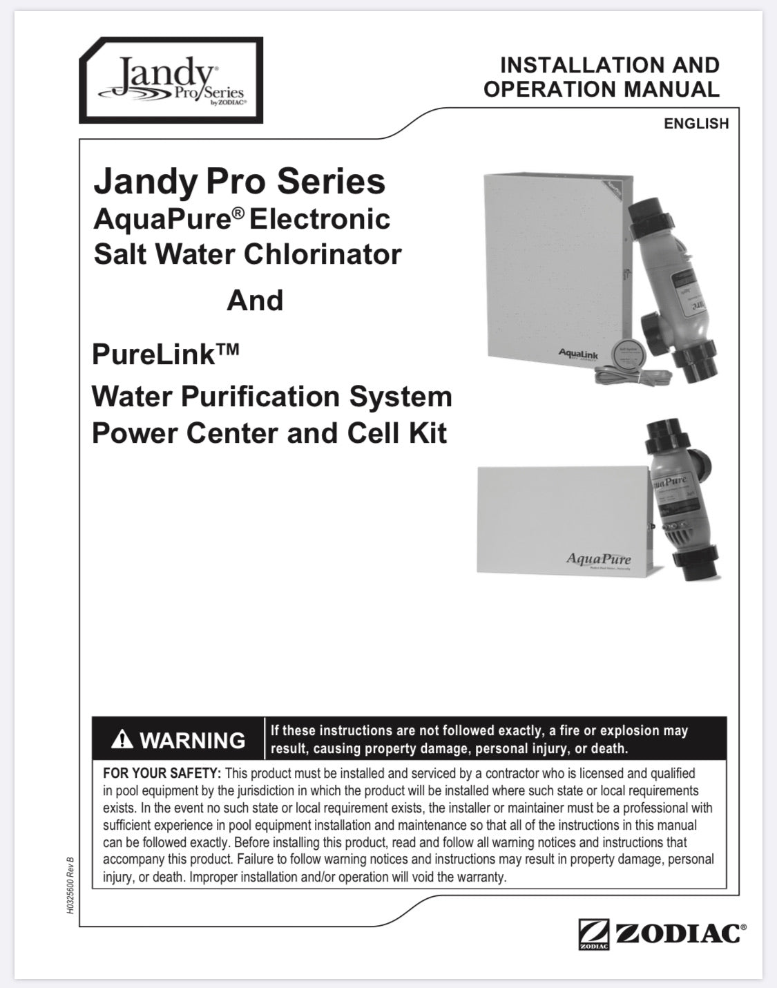 JandyPro Series AquaPure® and PureLink™ PDF Manual-The Pool Supply Warehouse