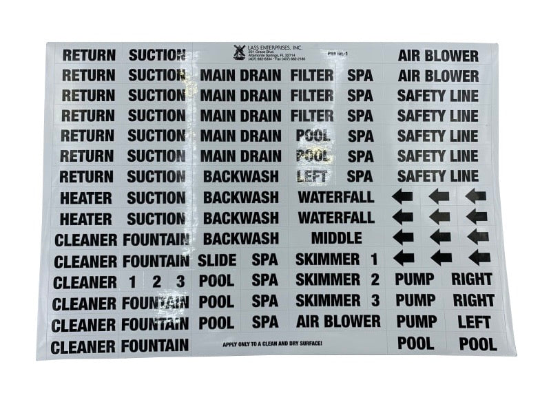 Pool Plumbing Layout Labels - IDL-1C