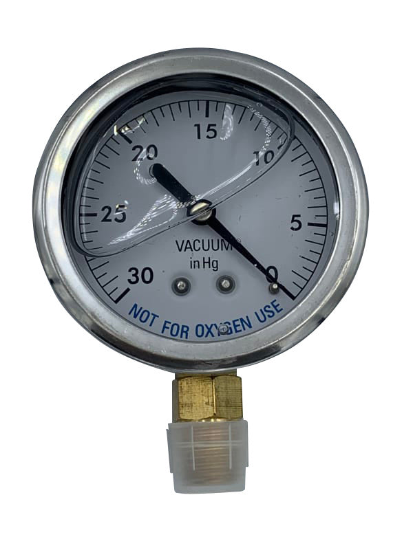 2.5" 0-30"HG .25" BTM MOUNT LIQUID FILLED VAC GAUGE-The Pool Supply Warehouse